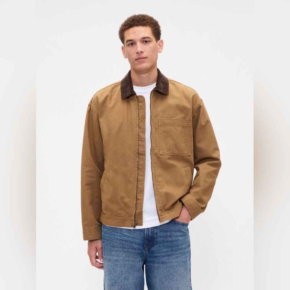 Gap Relaxed Canvas Utility Jacket Modern Bronze